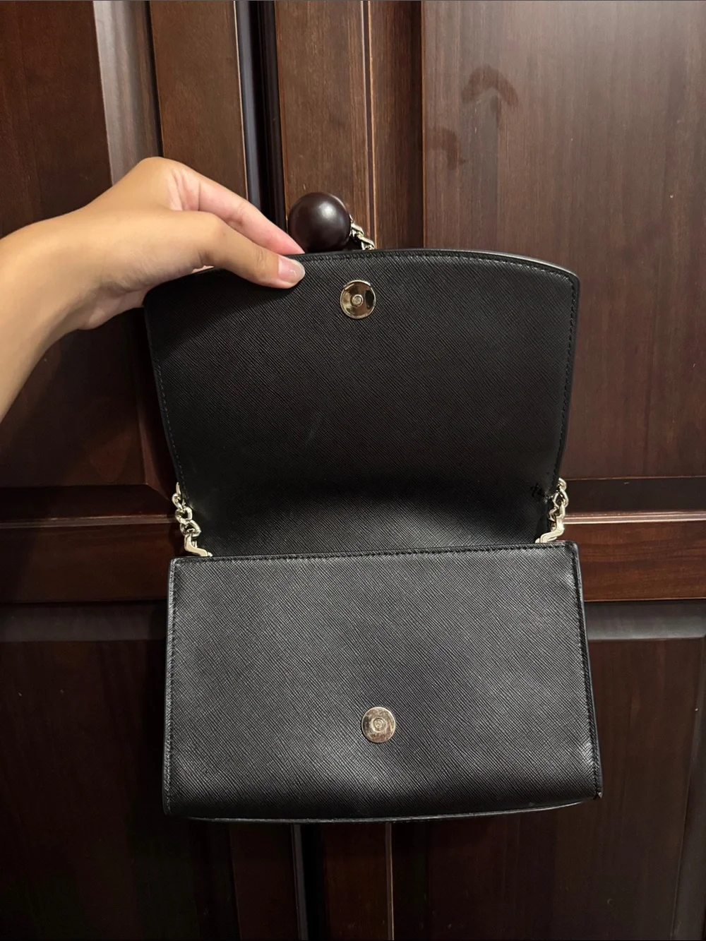 Kate spade 2-in- 1 Black Leather Shoulder Bag with Gold Hardware